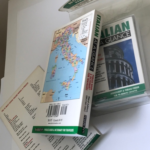 Italian At A Glance Books and Cassette Vintage - Picture 2 of 5